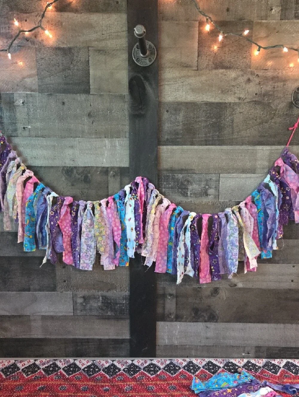 Handmade Multicolor Boho Chic Garland w/Matching Wall Hanging Approx. 56